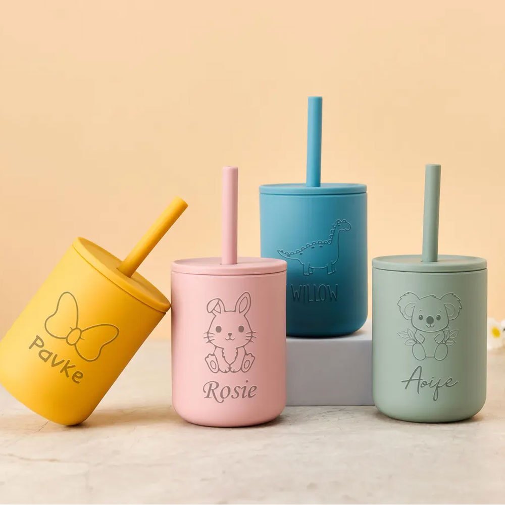 Baby Food Jars With Lids - Детская силиконовая кружка с трубочкой и
